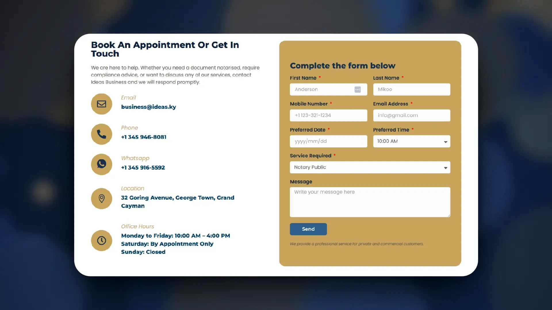 Ideas Business — Ideas Business contact form