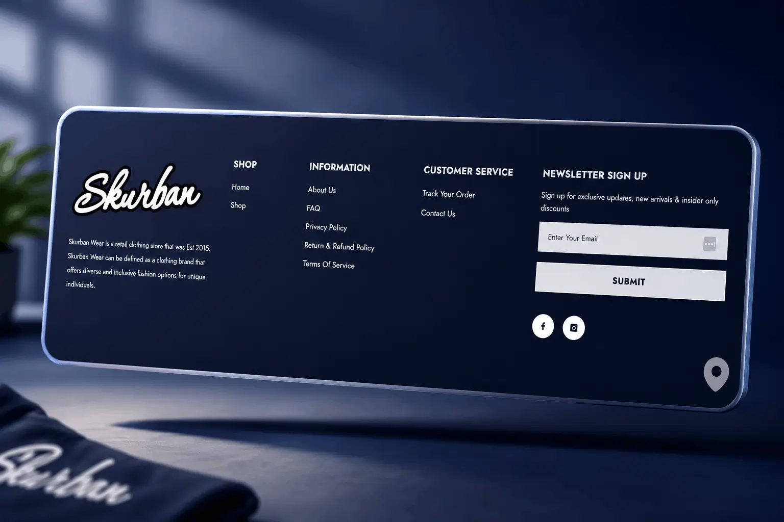 Skurban Wear — Skurban Wear website footer