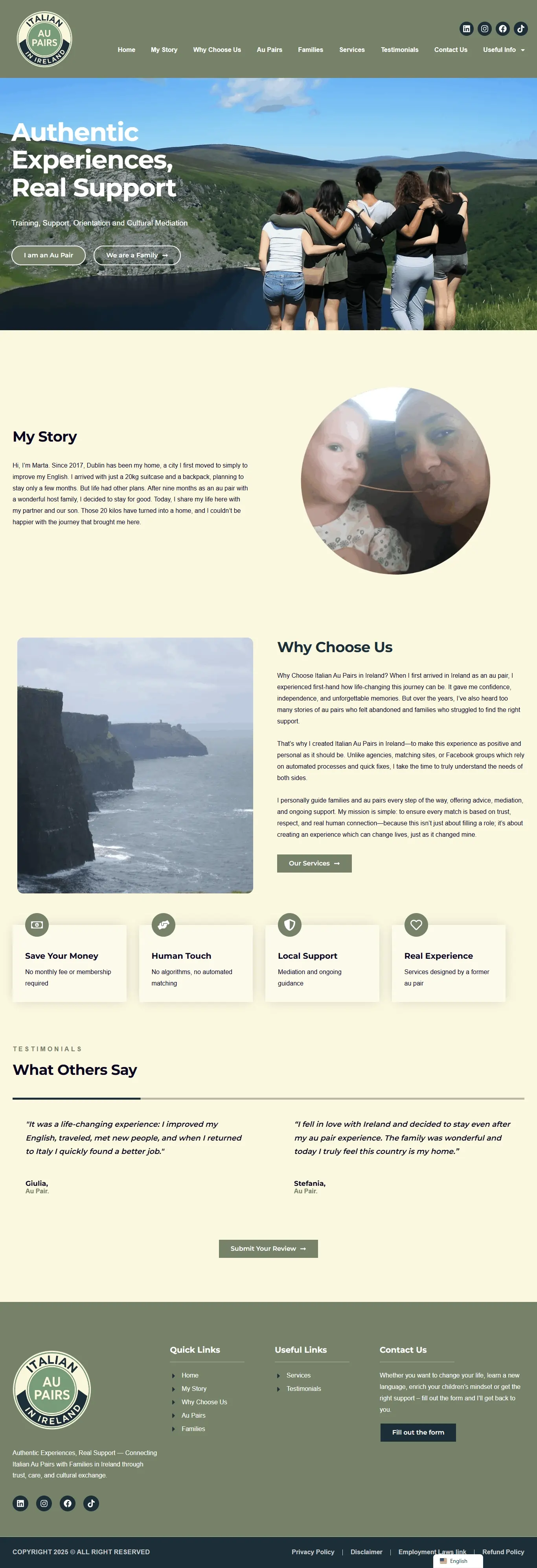 Italian Aupair website project screenshot
