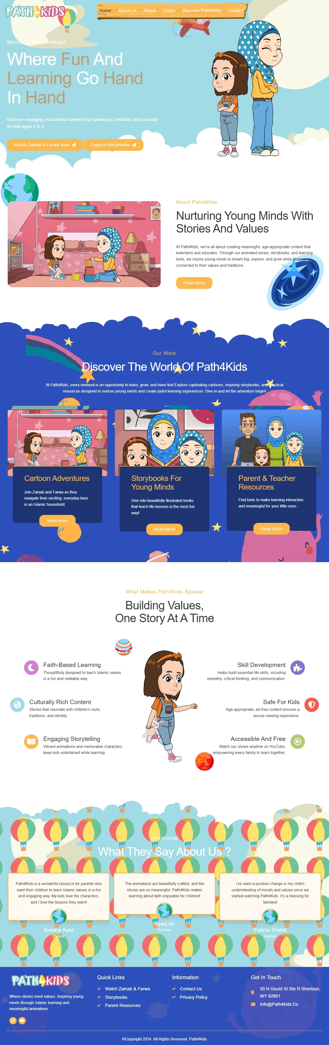 Path for Kids website project screenshot