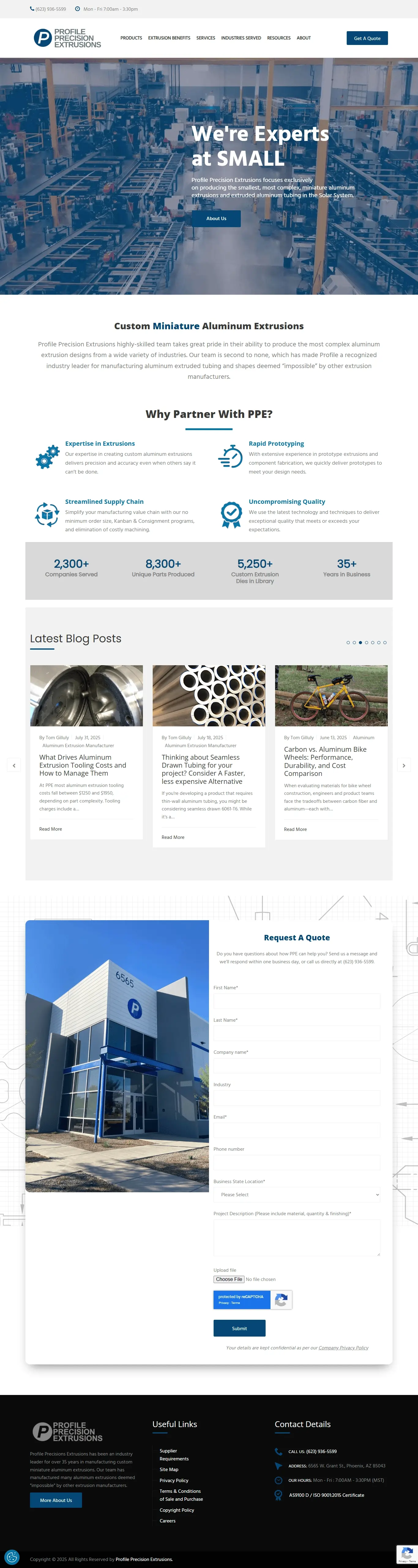 Profile Precision Extrusion website project screenshot